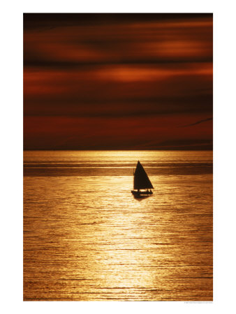 Silhouetted Sailboat At Sunset, Cape Cod, Ma by John Greim Pricing Limited Edition Print image