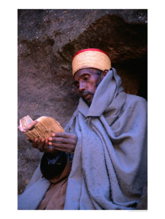 A Devout Pilgrim Reciting Prayers In Bet Maryam Church In Lalibela, Ethiopia by Patrick Syder Pricing Limited Edition Print image