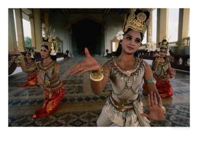 National Ballet Performing Ancient Apsara Dance At Royal Palace Pagoda, Phnom Penh, Cambodia by John Banagan Pricing Limited Edition Print image