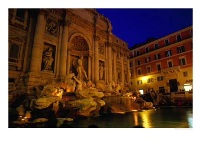 High-Baroque Styled Trevi Fountain At Night, Rome, Lazio, Italy by Glenn Beanland Pricing Limited Edition Print image