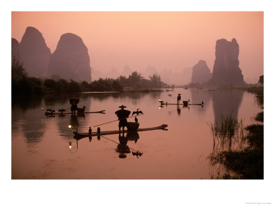 Trout Fishing Before Sunrise, Yangshou, South China by Jacob Halaska Pricing Limited Edition Print image