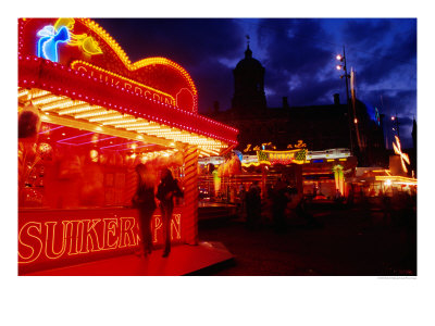 Fairyfloss Stand At Autumn Fair On Dam Square, Blur, Amsterdam, Netherlands by Richard Nebesky Pricing Limited Edition Print image