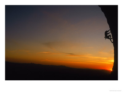 Man Climbing Rock At Sunset, Mt. Lemmon, Az by Greg Epperson Pricing Limited Edition Print image