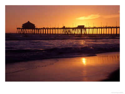 Ocean Pier At Sunset, Huntington Beach, Ca by Charles Benes Pricing Limited Edition Print image
