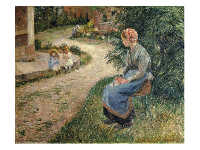 The Servant Seated In The Garden Of Eragny by Camille Pissarro Pricing Limited Edition Print image
