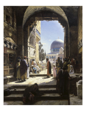 At The Entrance To The Temple Mount, Jerusalem by Gustav Bauernfeind Pricing Limited Edition Print image