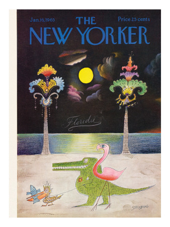 The New Yorker Cover - January 16, 1965 by Saul Steinberg Pricing Limited Edition Print image