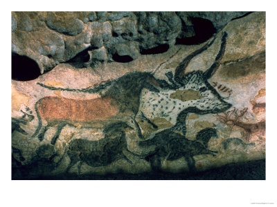 Rock Painting Of A Bull And Horses, Circa 17000 Bc by Prehistoric Pricing Limited Edition Print image