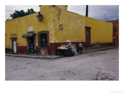 Vendor Selling Food On A Street Corner In San Miguel De Allende by Gina Martin Pricing Limited Edition Print image