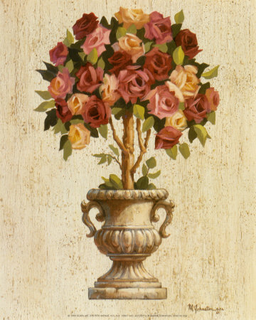 Pink And Red Rose Topiary by Maxine Johnston Pricing Limited Edition Print image