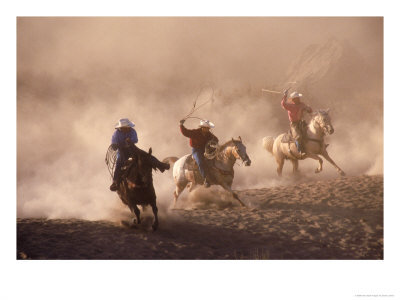 Cowboys On Horse, Rock Springs Ranch, Bend, Or by David Carriere Pricing Limited Edition Print image
