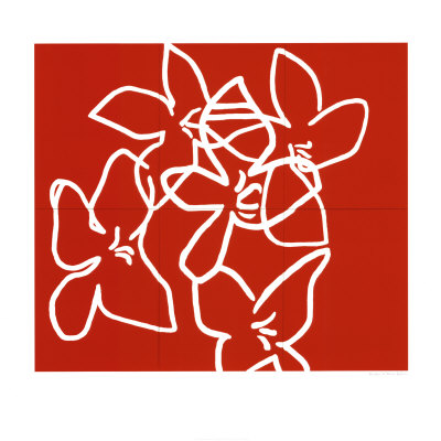 Fleurs Blanches Sur Fond Rouge, 2003 by Nicolas Le Beuan Bénic Pricing Limited Edition Print image