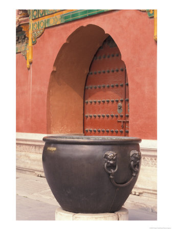 Fire Kettle By Doorway Of The Palace Museum, Beijing, China by Charles Crust Pricing Limited Edition Print image