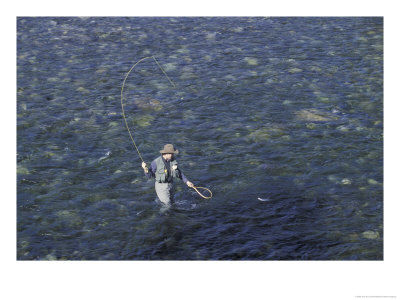 Fly Fisherman In The Methow River, Washington, Usa by John & Lisa Merrill Pricing Limited Edition Print image