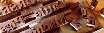 Close-Up Of Wooden Printing Blocks by Panoramic Images Pricing Limited Edition Print image