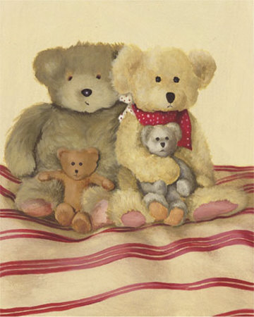Four Bears On Striped Blanket by Catherine Becquer Pricing Limited Edition Print image