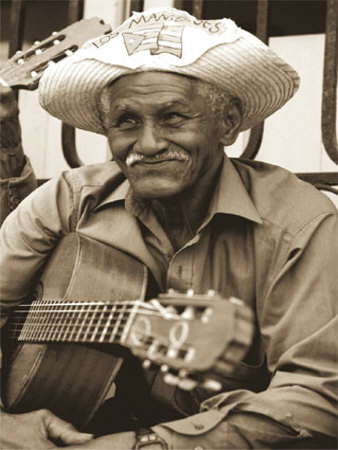 Man With Moustache And Guitar by Nelson Figueredo Pricing Limited Edition Print image