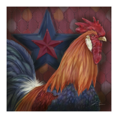 Blue Star Rooster by Shari Warren Pricing Limited Edition Print image