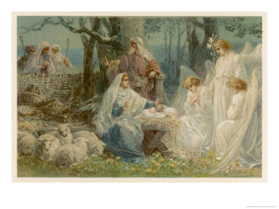 Shepherds And Angels Come To Worship The Baby Jesus by Phillips Brooks Pricing Limited Edition Print image