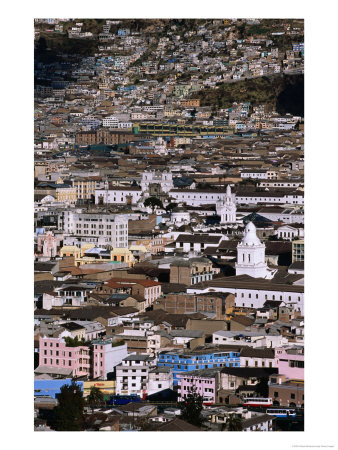 Aerial View Of The Old Quarter, Quito, Ecuador by Alfredo Maiquez Pricing Limited Edition Print image