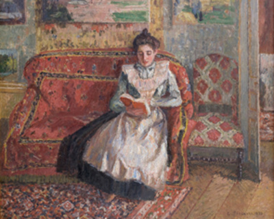 Jeanne Pissarro, Called Cocotte, Reading, 1899 by Camille Pissarro Pricing Limited Edition Print image