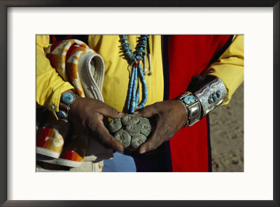 Close View Of Peyote Cacti (Lophophorus Williamsii) Being Held By A Native American Medicine Man by Ira Block Pricing Limited Edition Print image