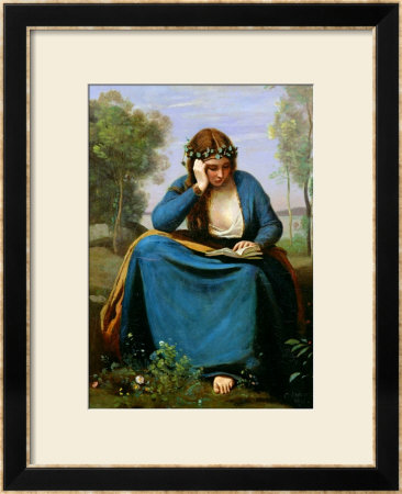 The Reader Crowned With Flowers, Or Virgil's Muse, 1845 by Jean-Baptiste-Camille Corot Pricing Limited Edition Print image