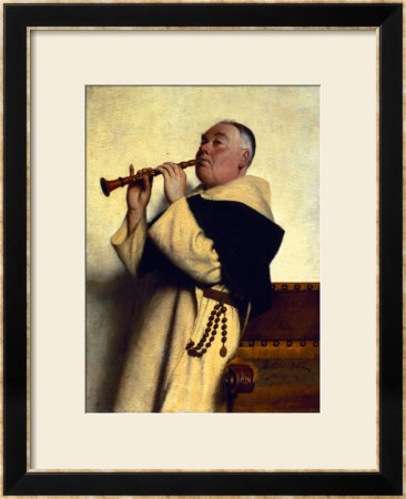 Monk Playing A Clarinet by Ture Nikolaus Cederstrom Pricing Limited Edition Print image
