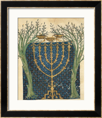 Illumination Of A Menorah, From The Jewish Cervera Bible, 1299 by Joseph Asarfati Pricing Limited Edition Print image