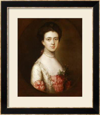 Portrait Of A Lady Bust Length In A Pink And White Dress Trimmed With Lace A Pearl Necklace by Thomas Gainsborough Pricing Limited Edition Print image