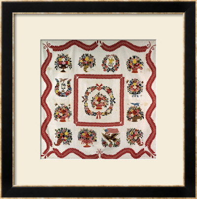 Fine And Important Appliqued And Stuffed Album Quilt 90 X 90In, Baltimore, Md, 1850 by Mary Evans Pricing Limited Edition Print image