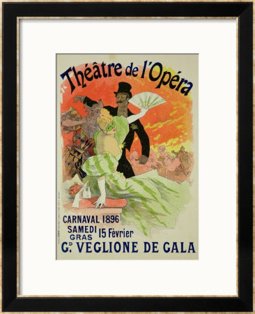 Reproduction Of A Poster Advertising The 1896 Carnival At The Theatre De L'opera by Jules Chéret Pricing Limited Edition Print image