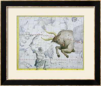 Constellation Of Taurus, Plate 2 From Atlas Coelestis, By John Flamsteed, Published In 1729 by Sir James Thornhill Pricing Limited Edition Print image