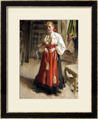 Girl In Orsa Costume, 1911 by Anders Leonard Zorn Pricing Limited Edition Print image