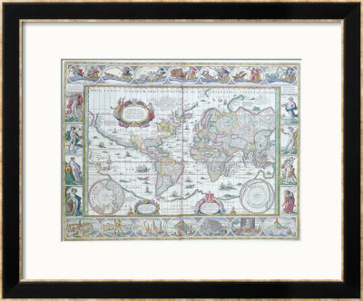World Map, From Le Theatre Du Monde Or Nouvel Atlas, 1645 by Willem Janszoon Blaeu Pricing Limited Edition Print image