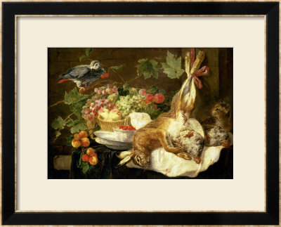 Still Life With Hare, Fruit And Parrot, 1647 by Jan Fyt Pricing Limited Edition Print image