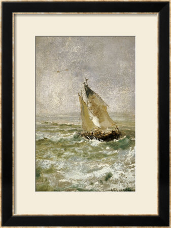 A Sailing Boat In A Choppy Sea by Mose Bianchi Pricing Limited Edition Print image