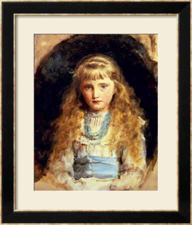Portrait Of Beatrice Caird, Wearing A White Dress With Blue Sash by John Everett Millais Pricing Limited Edition Print image