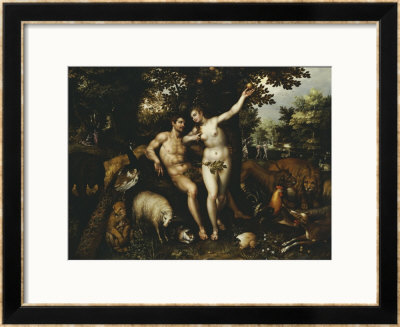 Eve Tempting Adam, The Creation Of Eve And The Expulsion From Paradise Beyond by Hendrik De Clerck Pricing Limited Edition Print image