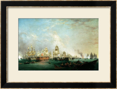 Surrender Of The Santissima Trinidad To Neptune, The Battle Of Trafalgar, 3Pm, 21St October 1805 by Lieutenant Robert Strickland Thomas Pricing Limited Edition Print image