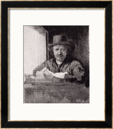 Self Portrait At The Window, Drawing On An Etching Plate, 1648 by Rembrandt Van Rijn Pricing Limited Edition Print image