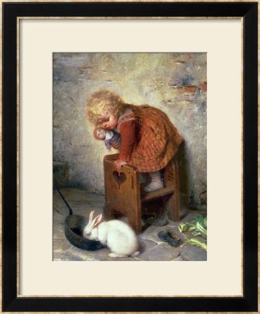 Little Girl With A Rabbit by Hermann Kaulbach Pricing Limited Edition Print image