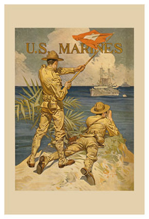Marines Signaling From Shore To Ships At Sea by Joseph Christian Leyendecker Pricing Limited Edition Print image