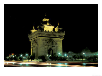 Patuxai (Arch Of Triumph) At Night, Luang Prabang, Laos by Keren Su Pricing Limited Edition Print image