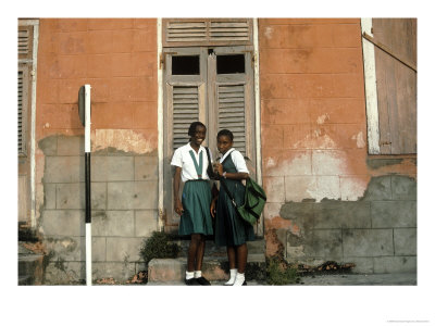 Two Laughing Schoolgirls, Bridgetown, Barbados by Stewart Cohen Pricing Limited Edition Print image