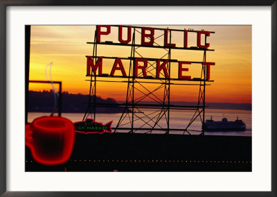 Pike Place Market Sign, Seattle, Washington, Usa by Lawrence Worcester Pricing Limited Edition Print image