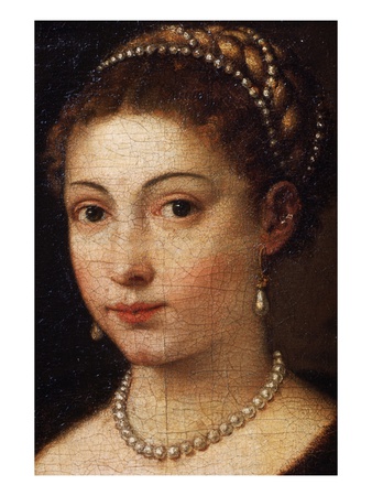 Detail Of Female Wearing Pearl Jewelry From Girl In A Fur by Titian Pricing Limited Edition Print image