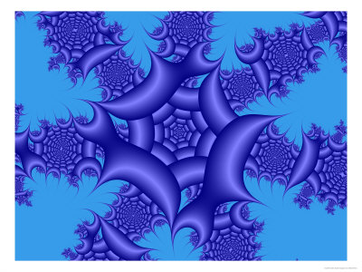 Abstract Blue Fractal Patterns On Sky Blue Background by Albert Klein Pricing Limited Edition Print image