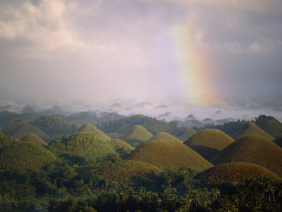 Rainbow Over The Chocolate Hills, Bohol Island, Bohol, Philippines, Central Visayas by John Pennock Pricing Limited Edition Print image