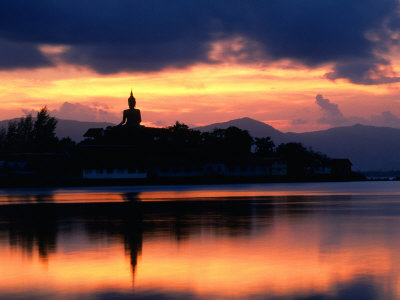 Sunset Over Big Buddha, Thailand by Jerry Alexander Pricing Limited Edition Print image